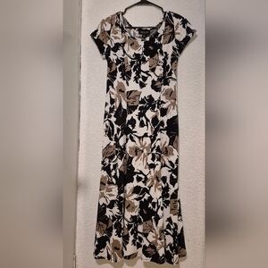 Casual Dress For Women Perceptions Black and White Floral A-Line Skirt